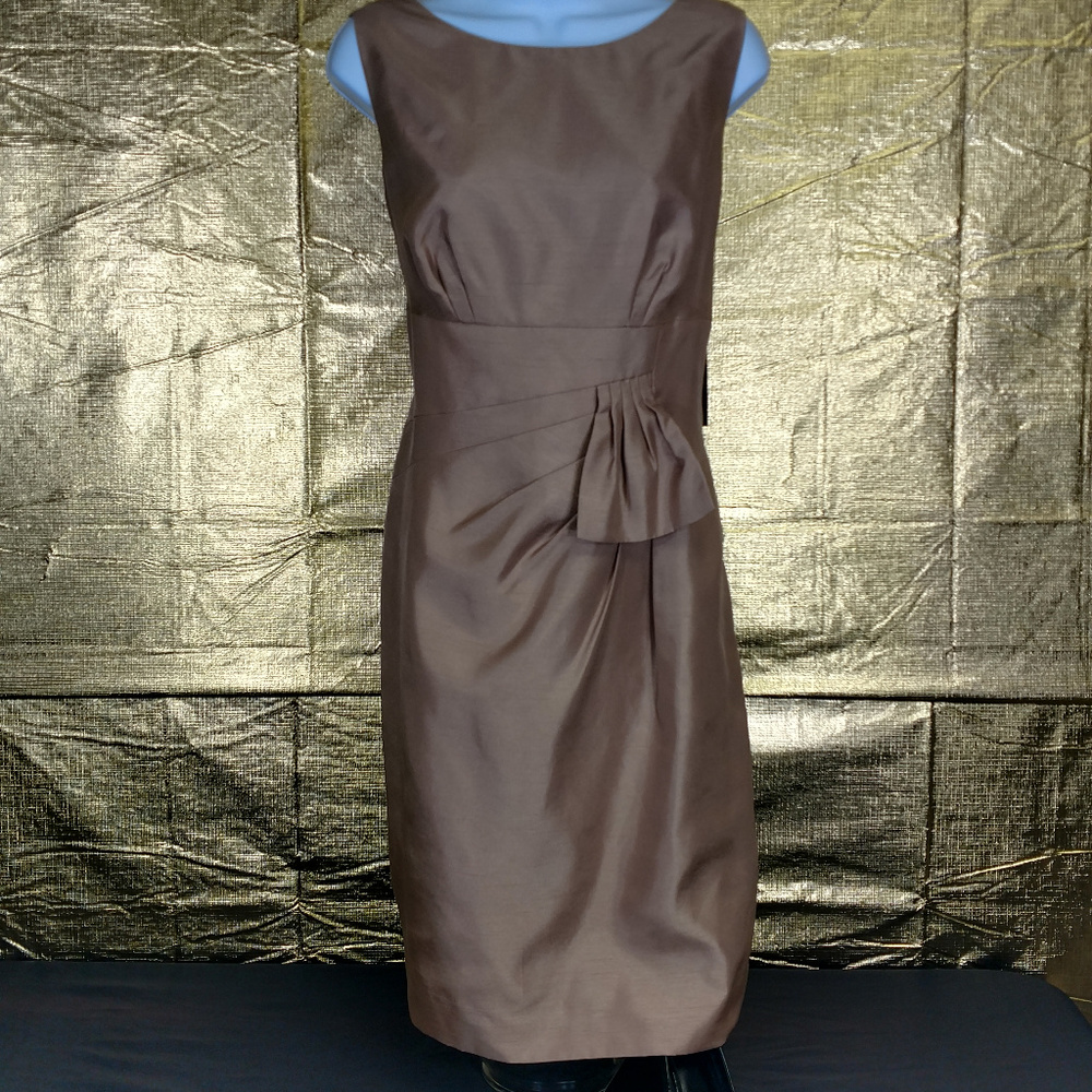 NEW! Tahari Tan Dress Pleated Front